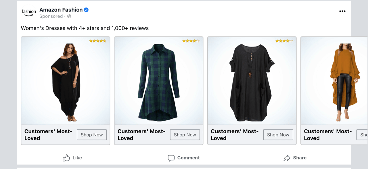 An example of layout incompatibility with an Amazon ad on Facebook
