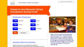 Cary Memorial Library Foundation Donate Website page